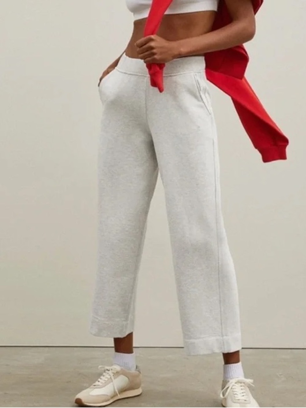 Everlane Gray Wide Leg Cropped Sweatpants